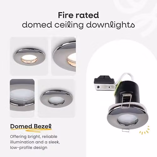 ValueLights Fire Rated IP65 LED Ceiling Downlight in Metallic Silver and Chrome – 2