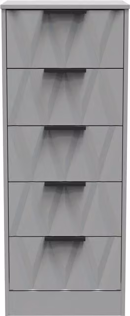 Ready Assembled 2 U Washington 5 Drawer Tall Bedside Chest in Grey – 1