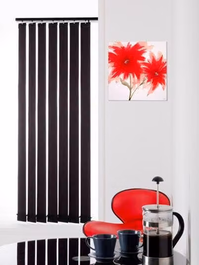 Terrys Blackout Black Vertical Blinds with Thermal Insulation and Chain Operation