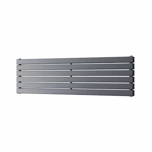 Typhoon Axis Anthracite Flat Tube Horizontal Designer Radiator by UK Radiators, H 40.8 cm x W 140 cm