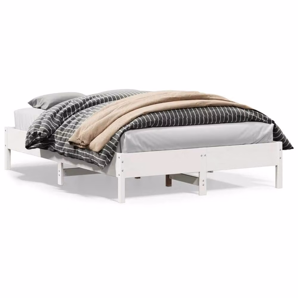 Berkfield Home Beautiful King Size Bed Frame in White Solid Pine, W/D/H: 150 x 200 x 36.5 cm – 2