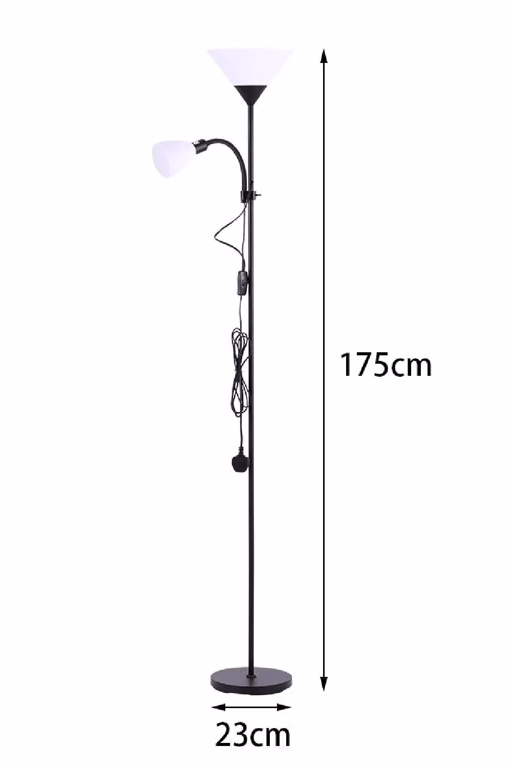Living and Home Modern 2 Head Adjustable Standing Floor Lamp in Black and Multicolour, H 175 cm x W 23 cm – 4