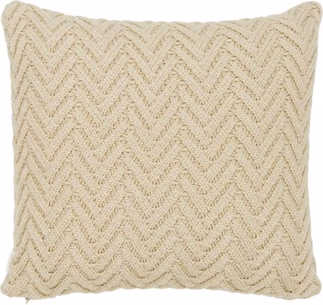 Murmur Harris Chunky Knit Wool Cushion, Beige, W/D/H: 50 x 50 x 50 cm