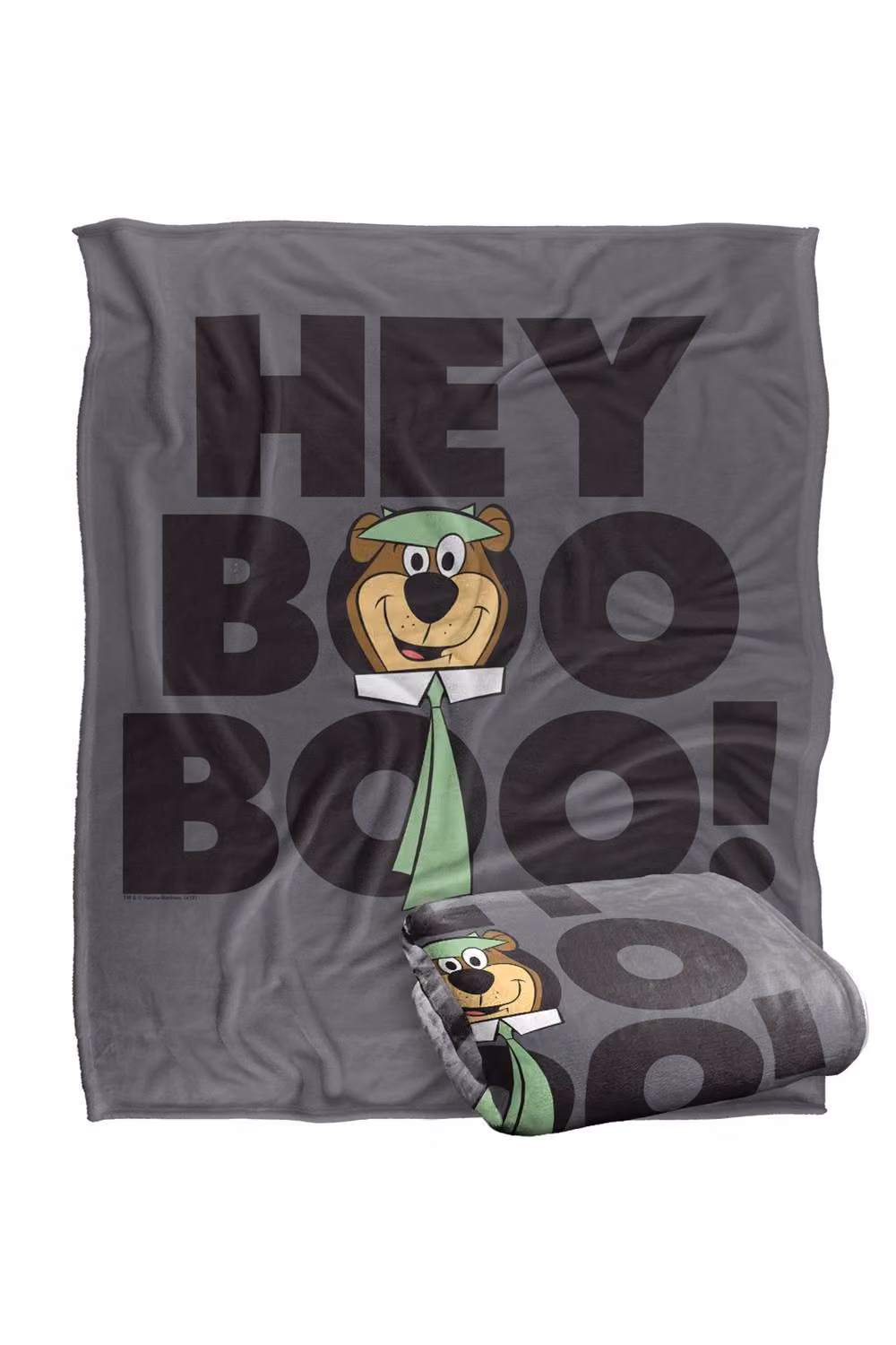 Warner Bros. Yogi Bear Hey Boo Boo Super Soft Fluffy Polyester Throw Blanket in Grey and Multicolour, Large – 2
