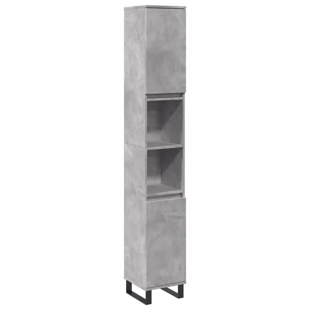 Berkfield Home Industrial Bathroom Cabinet in Grey with Hinged Doors and Open Shelf, W/D/H: 30 x 30 x 190 cm – 2