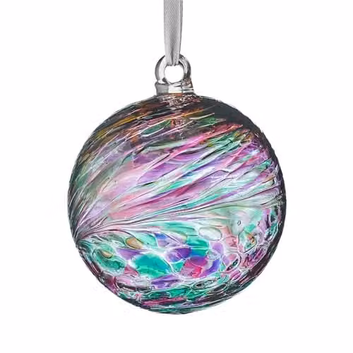 Sienna Glass Friendship Ball Multicoloured Turquoise Hanging Glass Ornament, 8 cm – 2
