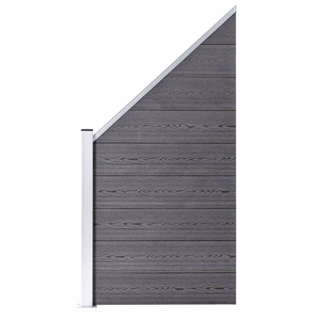 Berkfield Home WPC Fence Set in Grey, including 1 Square and 1 Slanted Panel, W: 273 cm, H: 186 cm – 3