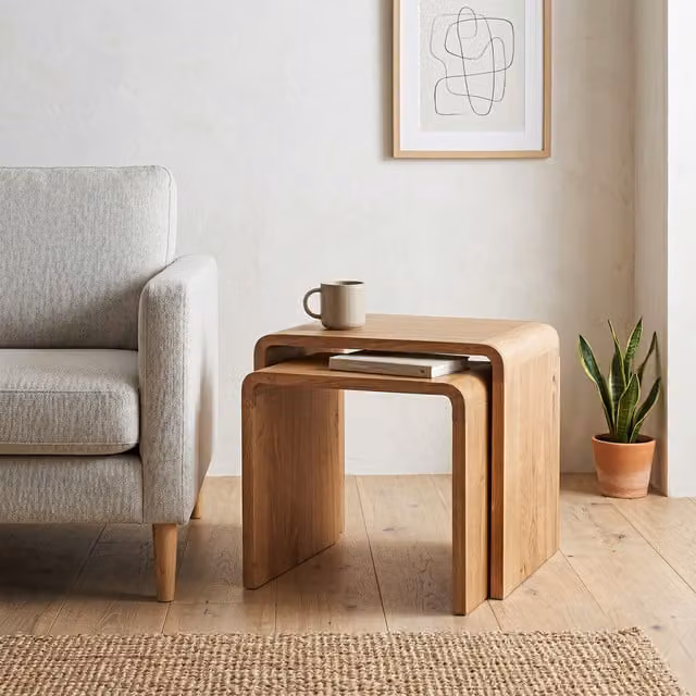 Elm Home And Garden Chiswick Nest of Tables in Brown Acacia Wood