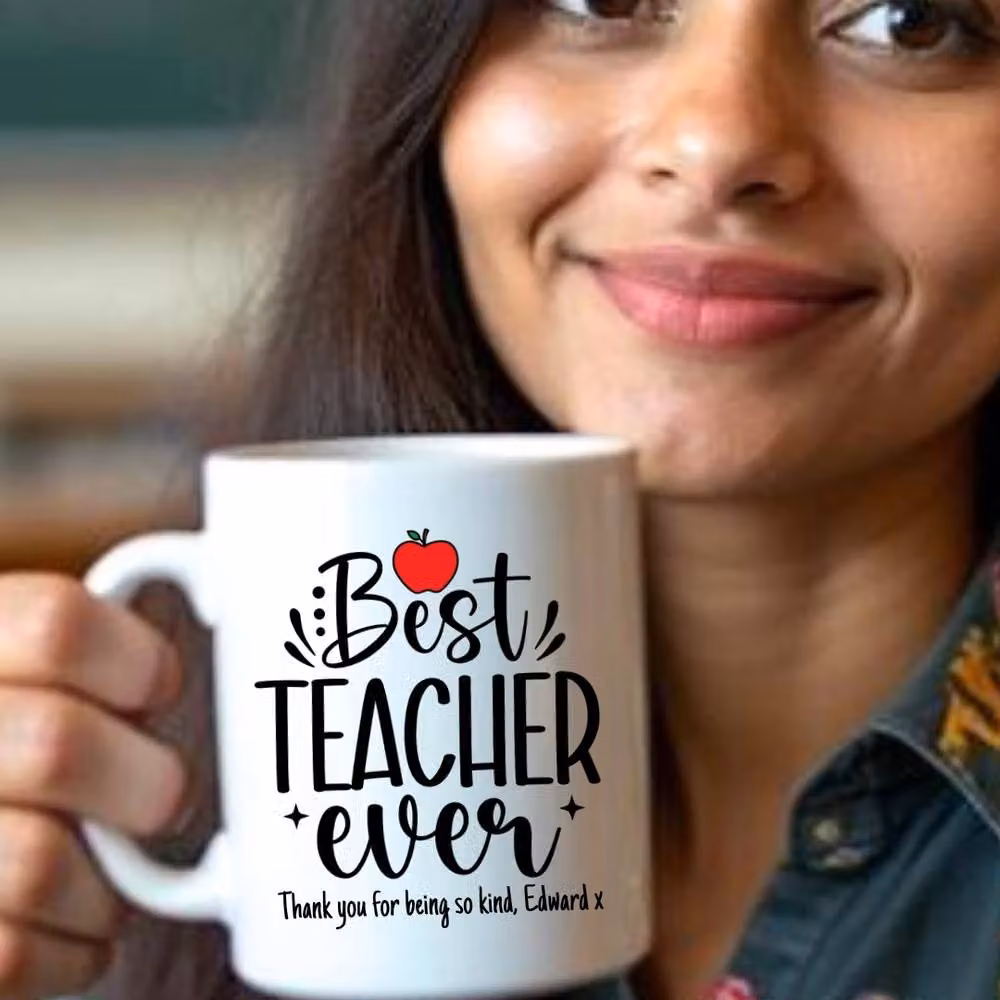 Aye Do Gifts Personalised Best Teacher Ever Mug in White and Red – 2
