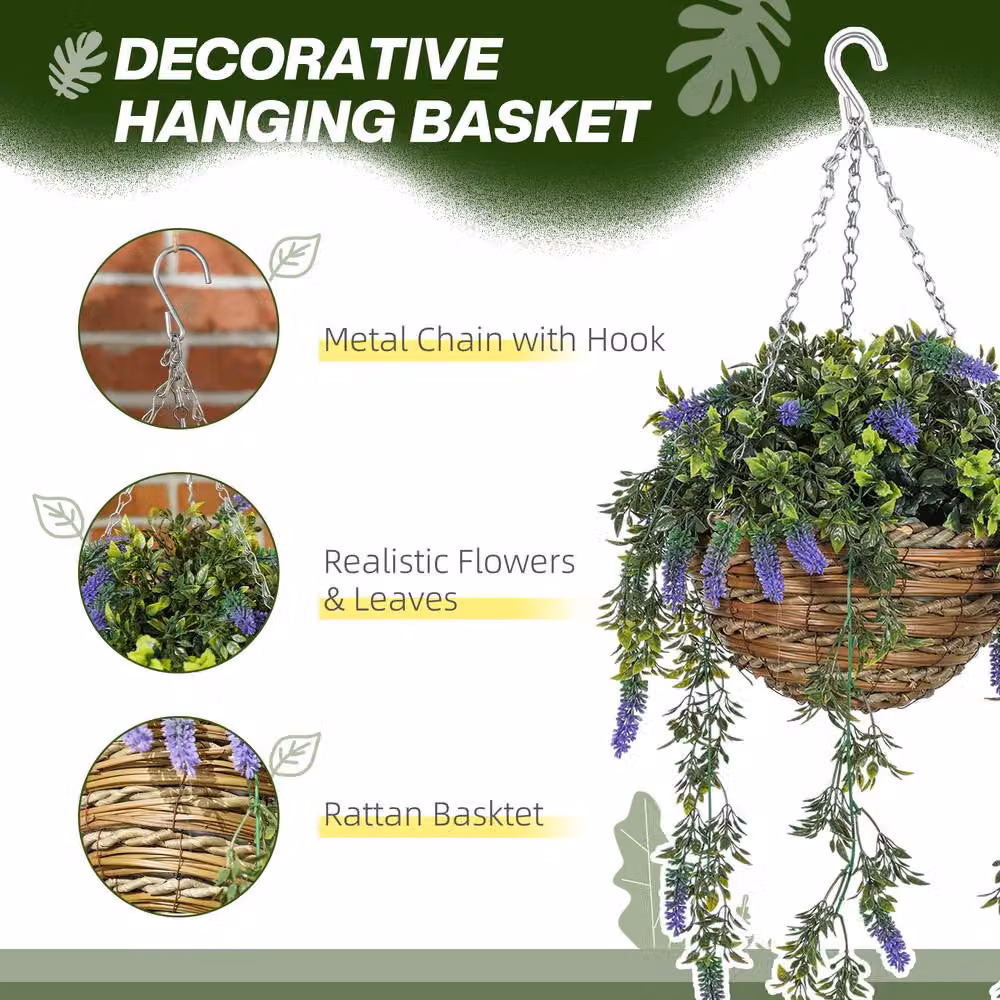 STILVORA Set of 2 Purple Artificial Hanging Lavender Plants – 5