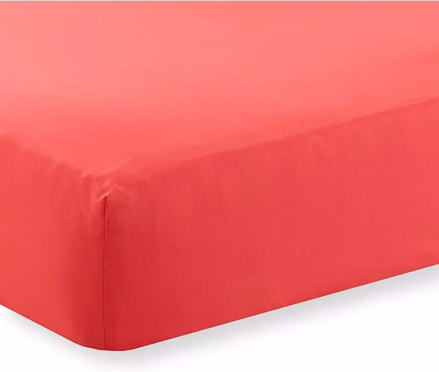 HomeSpace Direct Extra Deep Red Percale Superking Fitted Sheet, W/D/H: 200 x 200 x 40 cm