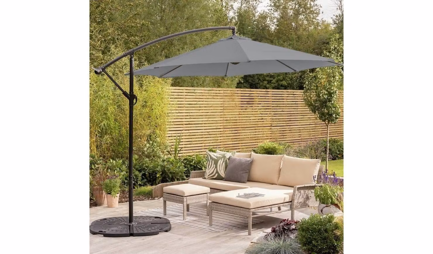 Cheap Furniture Warehouse Grey 3m Cantilever Garden Parasol with Steel Frame and Polyester Canopy