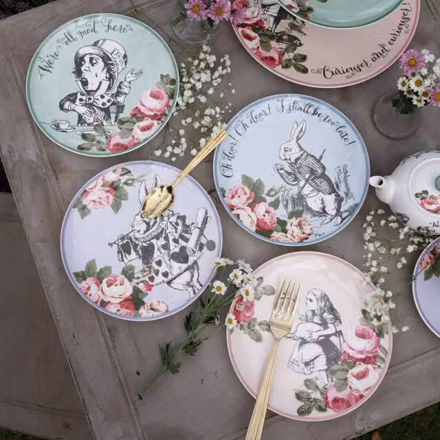 Mikasa Bone China Floral Side Plates, Set of 4, Multicolour and White, Diameter: 21 cm