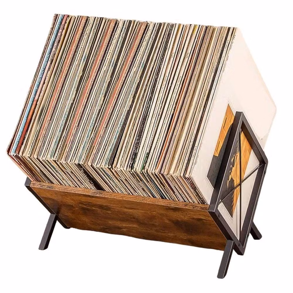 VOGREX 80 LP Vinyl Record Storage Display Cabinet in Brown – 2