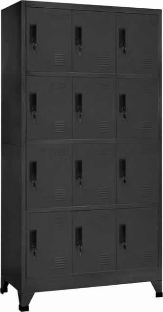 Berkfield Home Anthracite Steel Locker Cabinet with Hinged Doors, W/D/H: 90 x 45 x 180 cm