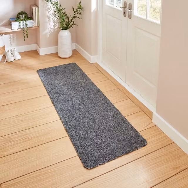 Terrys Maxi Washable Rectangular Rug in Grey, Cotton and Polyester Blend