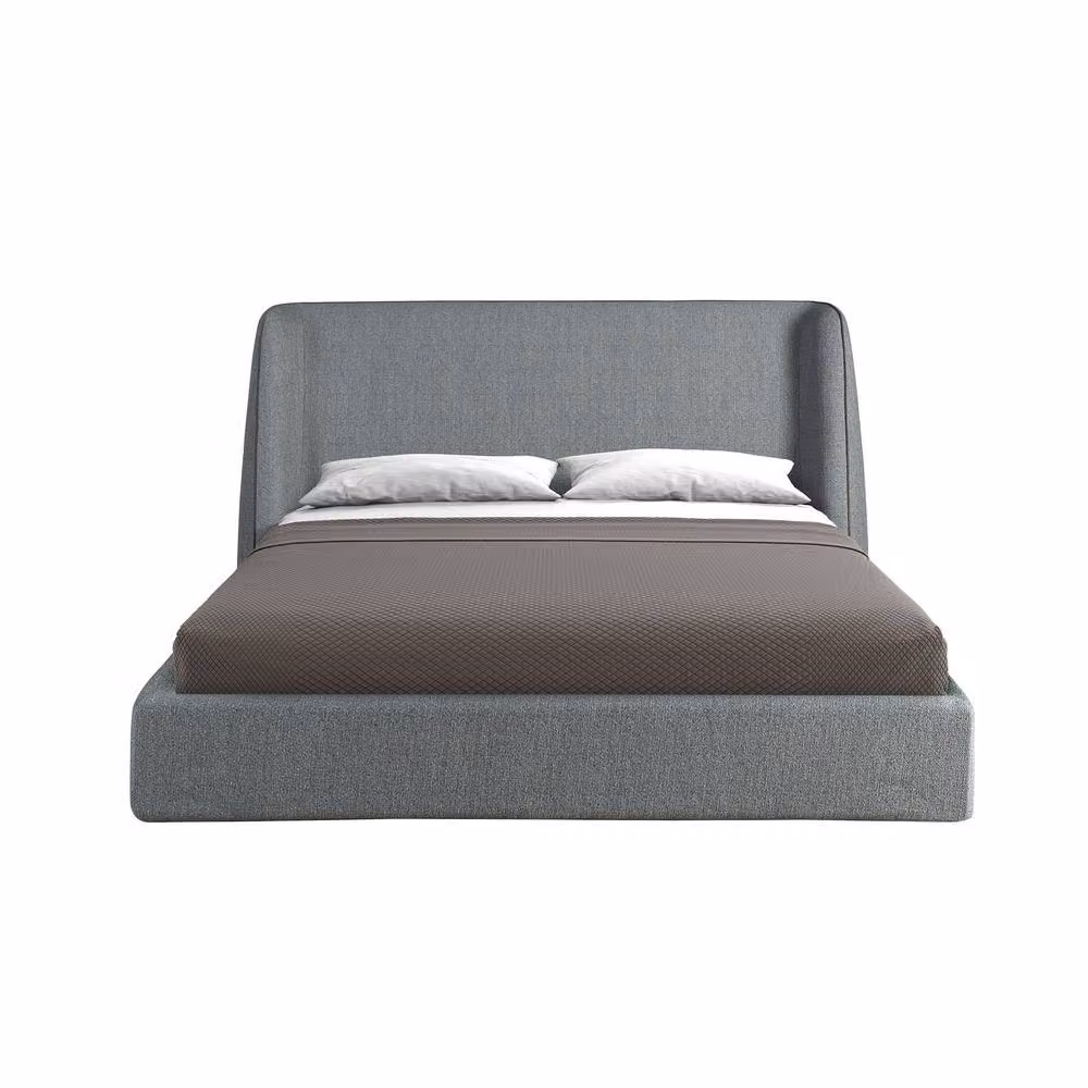 Angel Cerda Dark Grey Velvet Upholstered Double Bed H: 239 cm x W: 180 cm x D: 200 cm – 2
