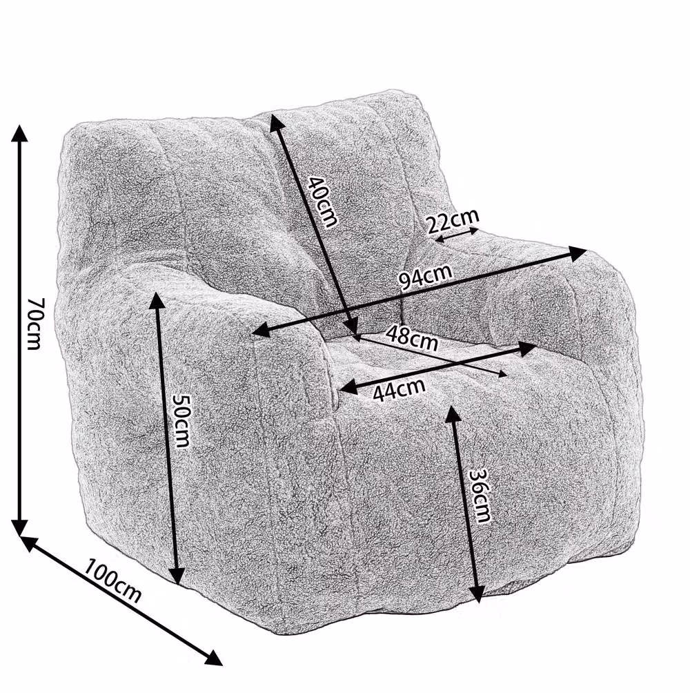 STILVORA White Teddy Fabric Bean Bag Chair with Shredded Memory Foam – 2