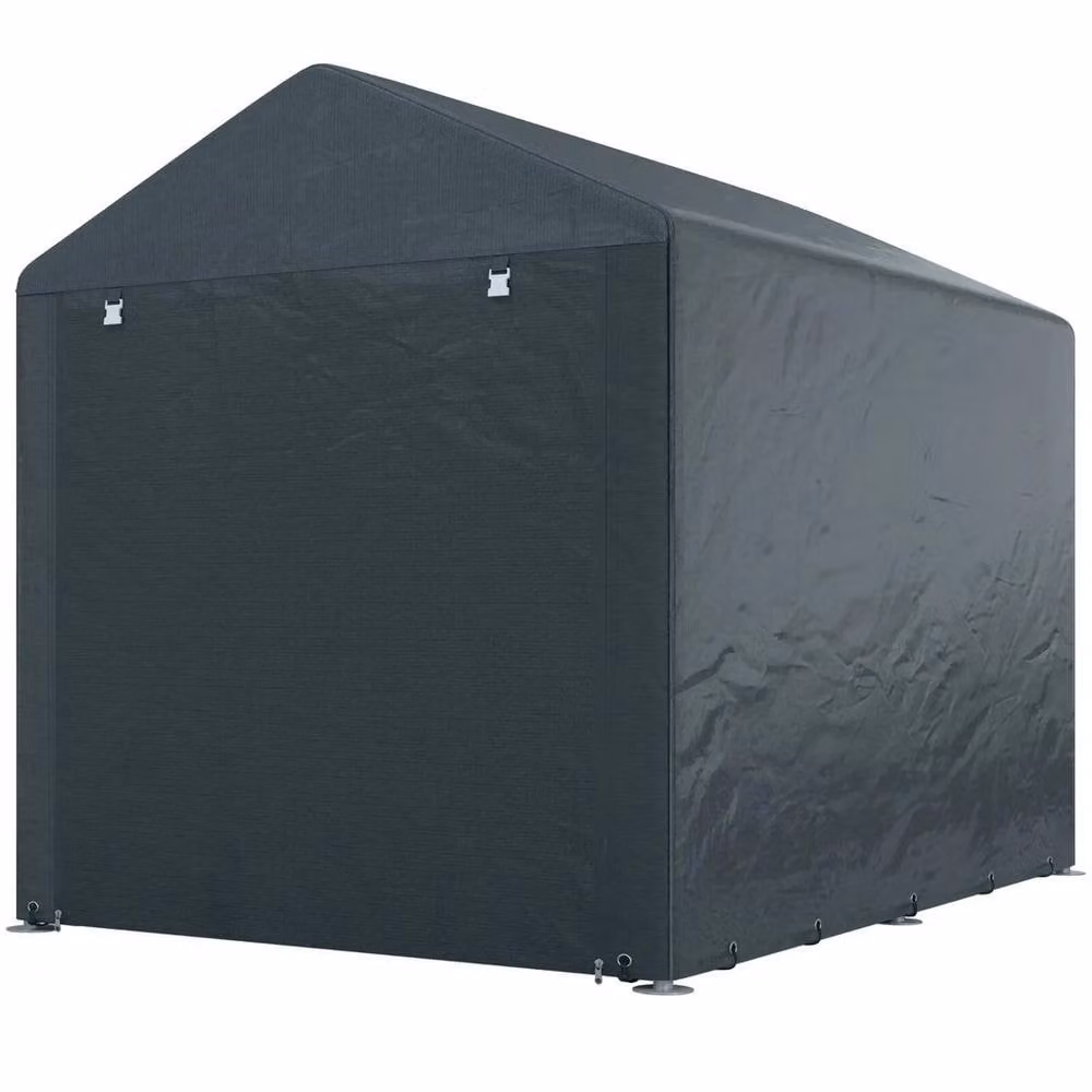 FLAVORA Portable Garden Storage Shed with Galvanised Steel Frame in Dark Grey, W/D/H: 160 x 140 x 172 cm – 3
