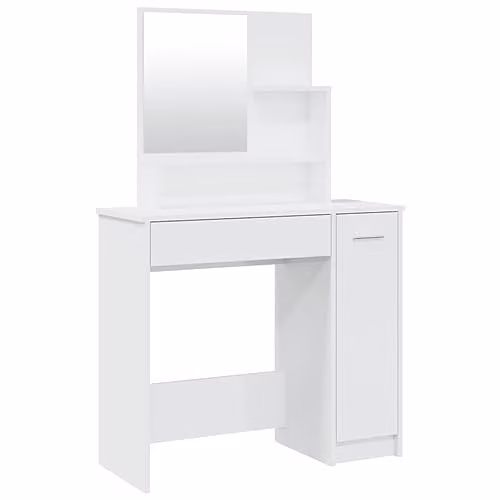 vidaXL High Gloss White Dressing Table with Mirror and Drawers