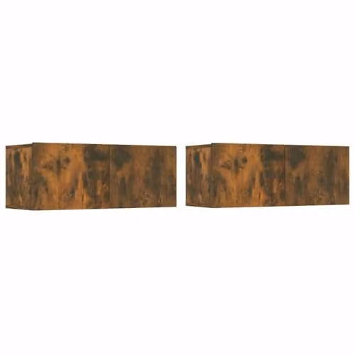 vidaXL 2 Piece Wall Mounted TV Cabinet Set in Brown, W/D/H: 80 x 30 x 30 cm – 1