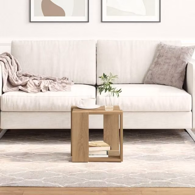 Berkfield Home Artisan Solid Oak Coffee Table, Brown, W/D/H: 32 x 32 x 30 cm – 1