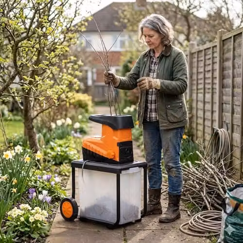 Lazy-Shred Electric Garden Shredder in Orange with 50L Collection Box, 2400W Motor and 45mm Max Cut – 2