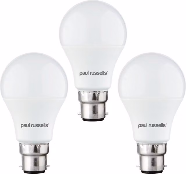 Paul Russells 60W LED Globe Bulb, B22, 6500K Daylight Cool White, Pack of 3