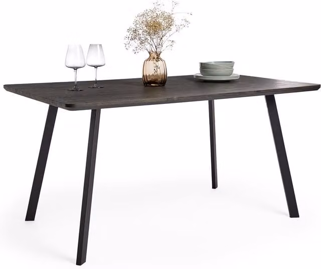 Spinningfield 6 Seater Rectangular Dining Table in Brown Wood and Metal