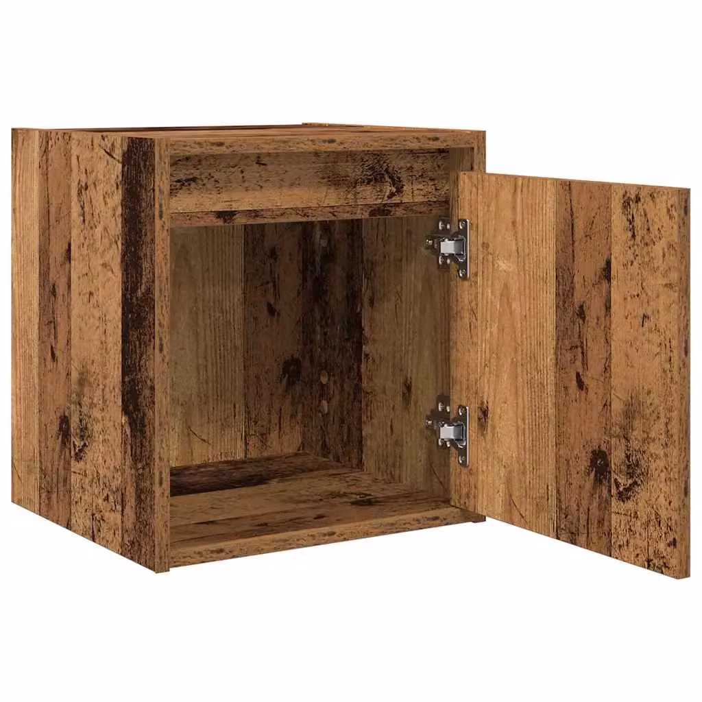 Berkfield Home Wall-Mounted Bedside Cabinet in Brown Old Wood, W/D/H: 38 x 34 x 40 cm – 3