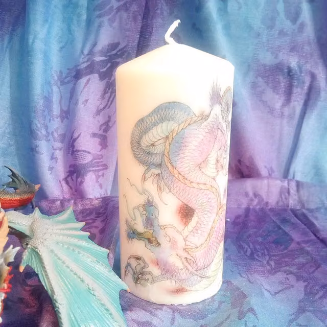 Viki White Dragon Pillar Candle