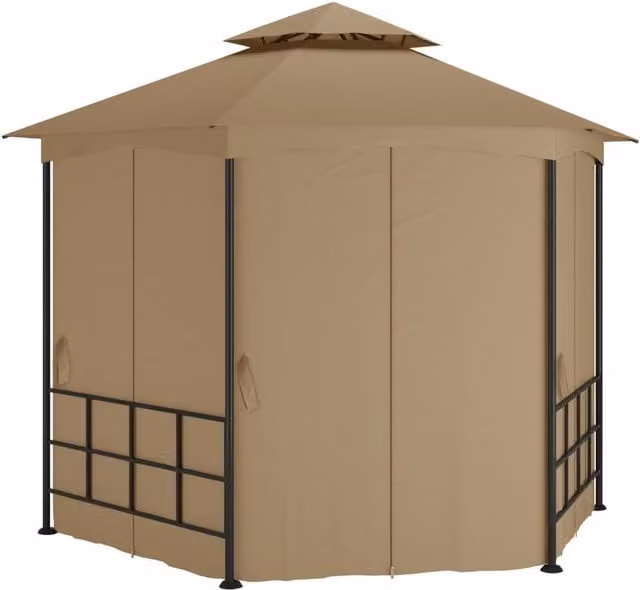 Berkfield Home Gazebo with Sidewalls, Beige, W: 310 cm, D: 270 cm, H: 270 cm