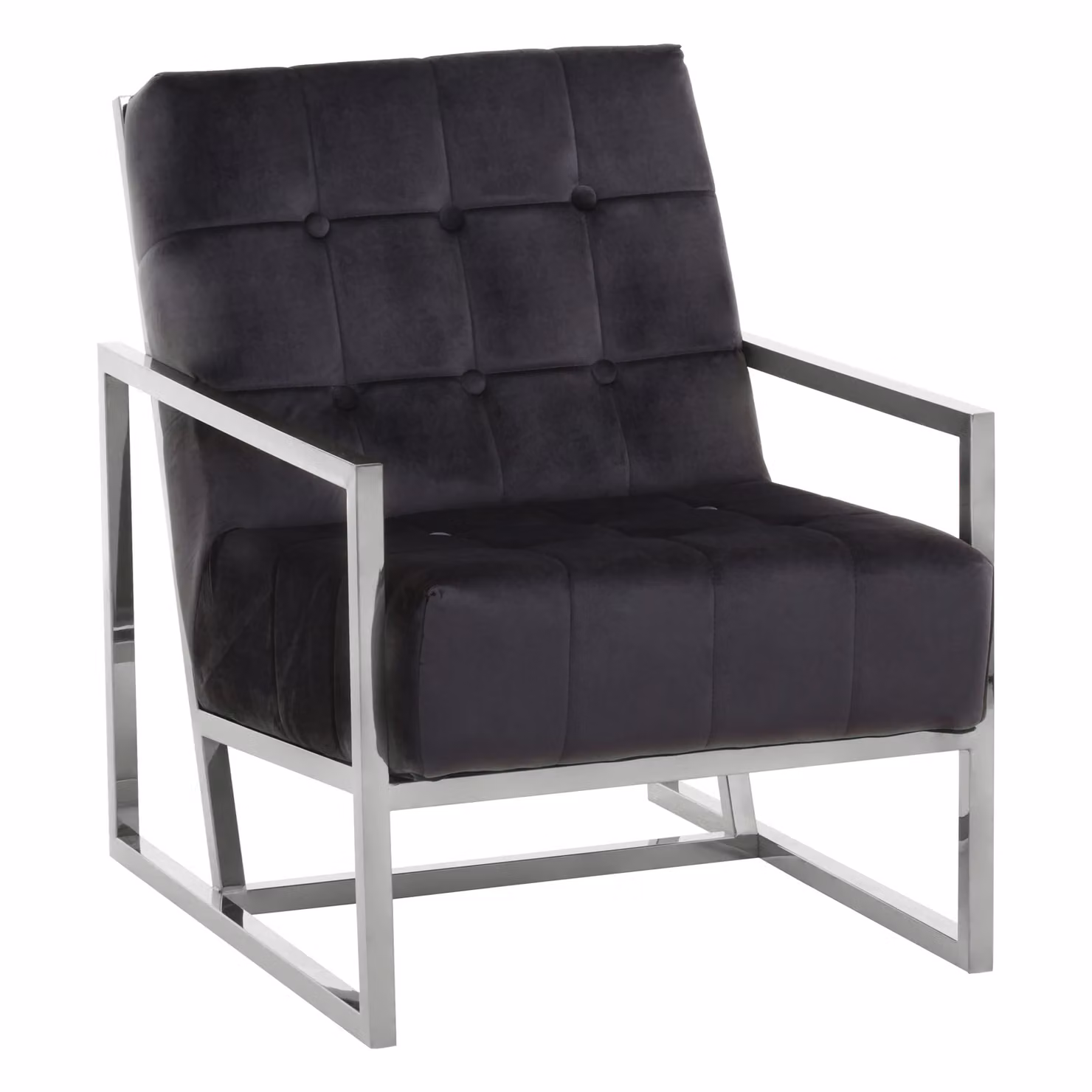 Orsina Black Velvet Armchair with Silver Metal Frame – 2