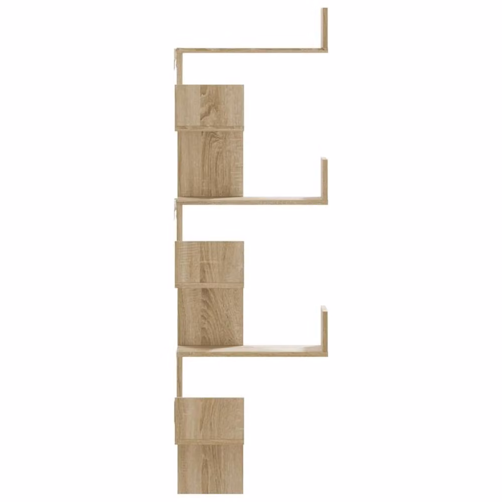 Berkfield Home Sonoma Oak Wall Corner Shelf, Light Brown, W/D/H: 45 x 45 x 147 cm – 2