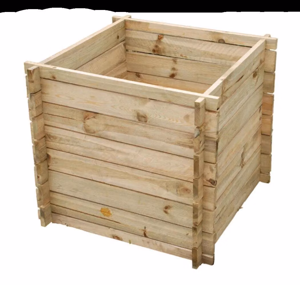 Primrose Beige Wooden Outdoor Compost Bin with Slatted Design – 3