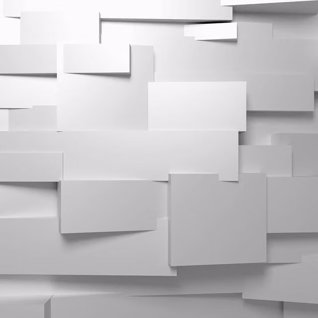 Modern Geometric 3D Wall Mural in Grey and White, 4 Panel Rectangular Wall Art