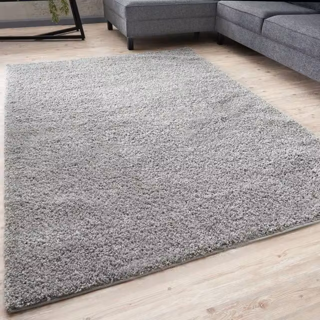 THE RUGS Soft Plain High Pile Shaggy Grey Rug, W: 240 cm, D: 340 cm – 1