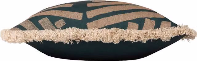 Make It A Home Oromo Printed Geometric Fringed Cushion in Green