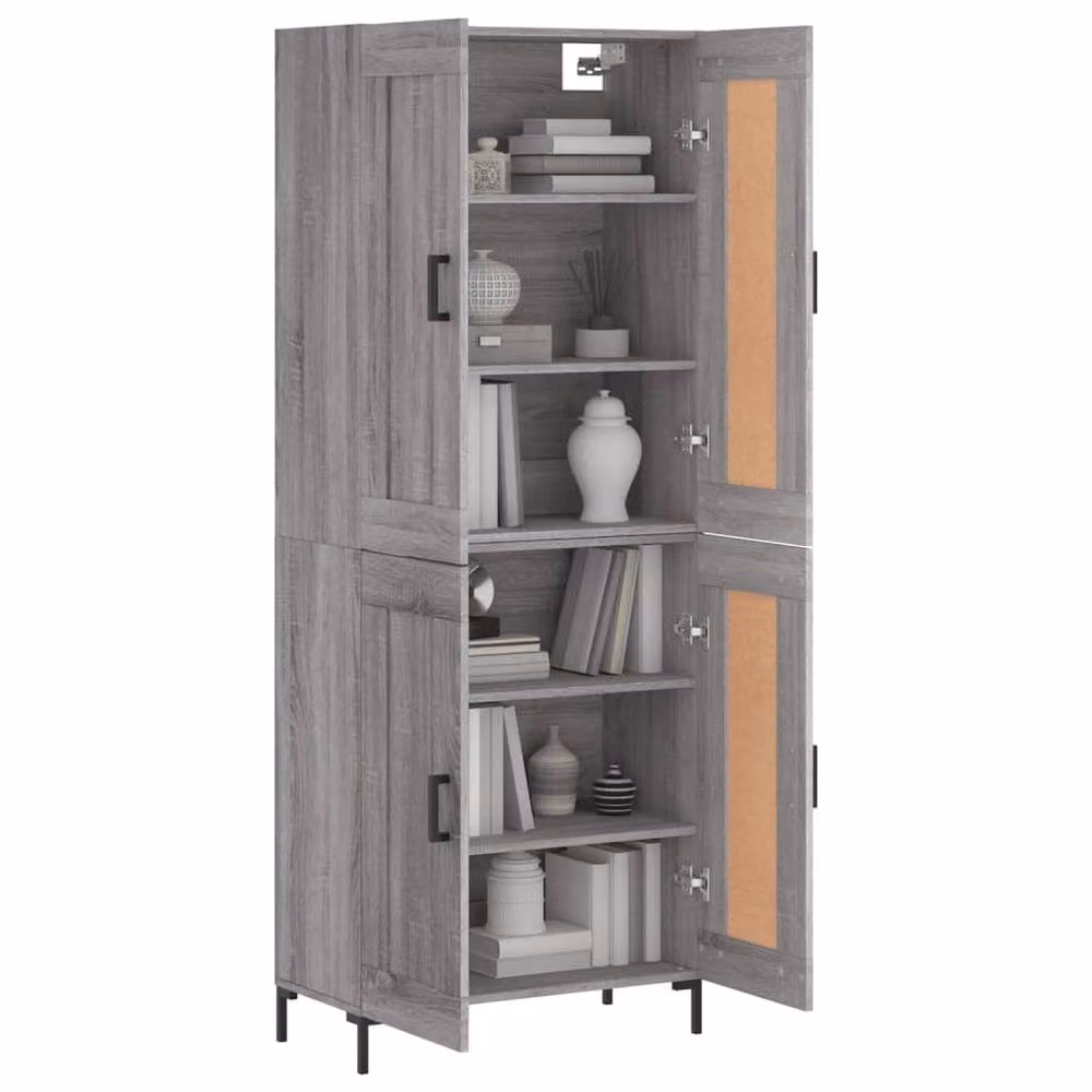 Berkfield Home Modern Grey Highboard with Hinged Doors and Internal Shelves, W/D/H: 69.5 x 34 x 180 cm – 2
