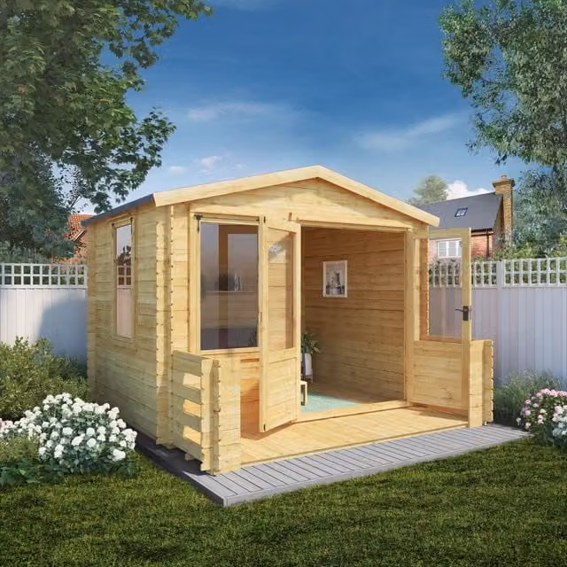 Waltons Brown 19mm Log Cabin with Veranda W: 330 cm, D: 340 cm