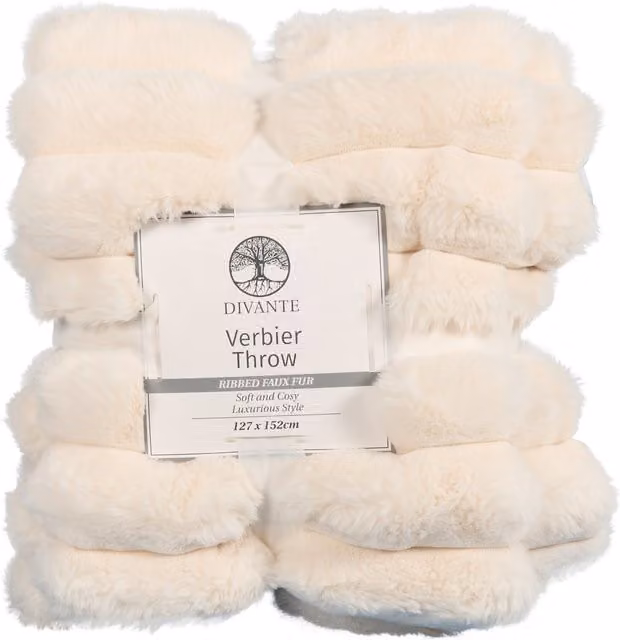 Divante Verbier Faux Fur Throw in Ivory White