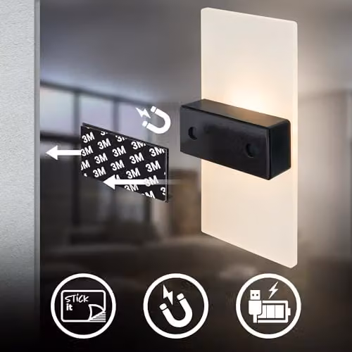 Briloner Sticklights Rechargeable LED Wall Light with Motion Sensor, Gold/Brass, W/D/H: 22 x 4 x 10 cm – 6
