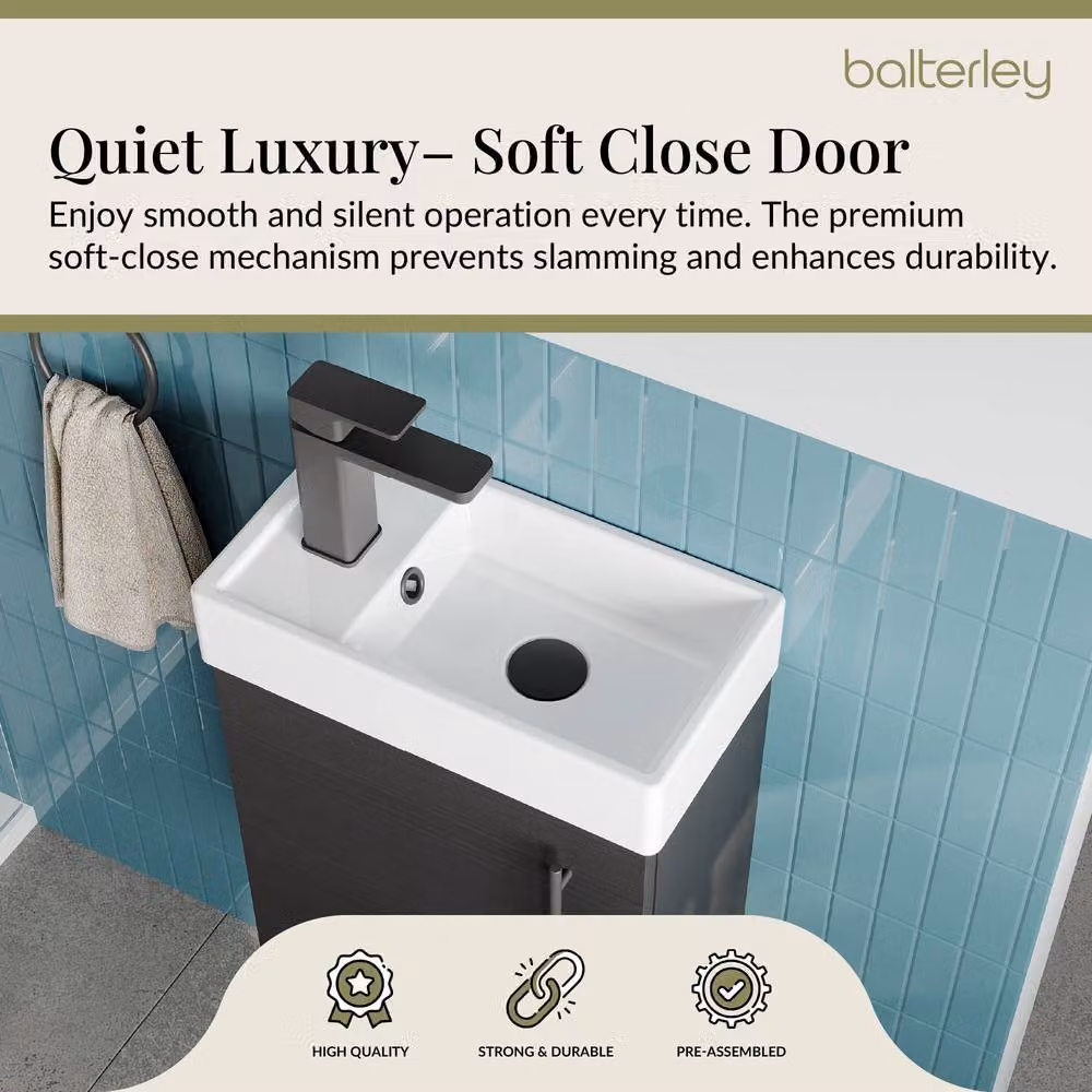 Balterley Wall Mounted Vanity Basin in Anthracite and Matt Black, W: 40 cm, D: 52 cm, H: 40 cm – 3