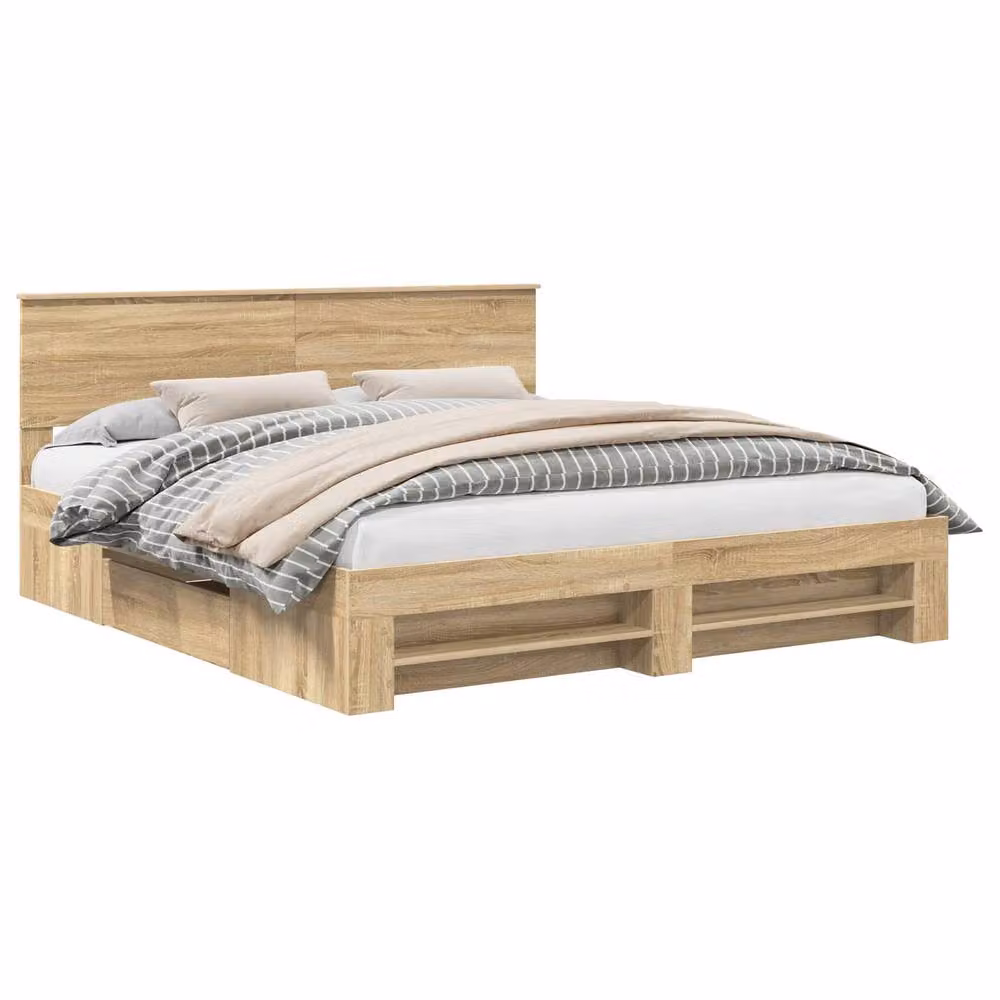 Berkfield Home Sonoma Oak Bed Frame with Drawers, Brown, W/D/H: 180 x 200 cm – 2