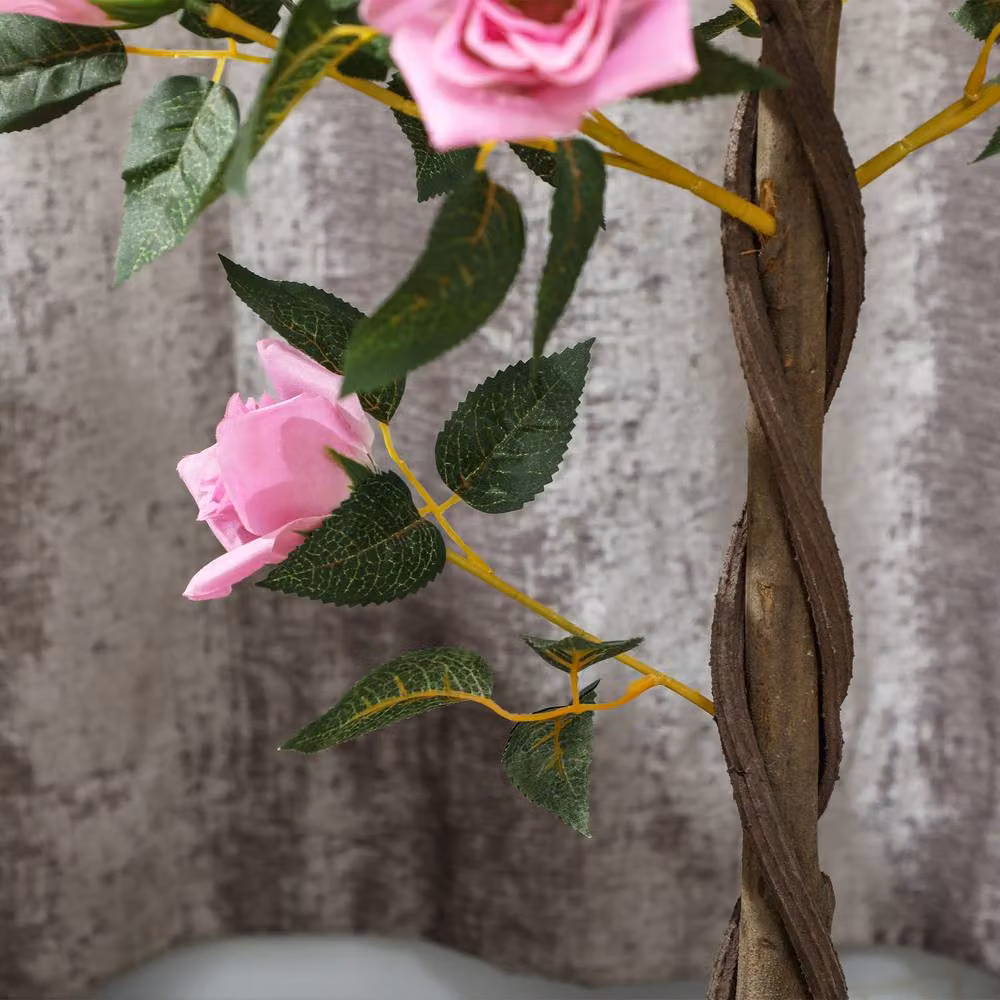 STILVORA Artificial Pink Rose Tree in Pot, Height: 90 cm – 8