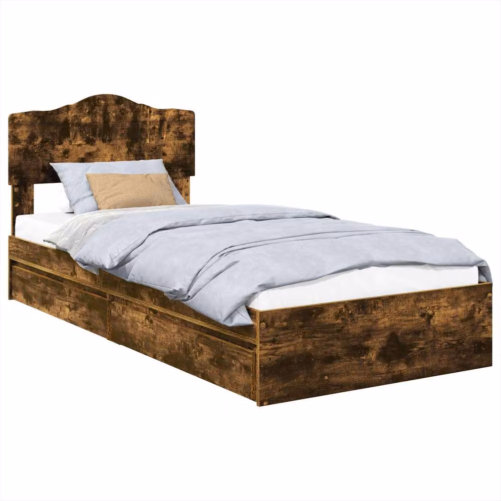 Berkfield Home Modern Storage Bed with Drawers in Smoked Oak Brown, W/D/H: 100 x 200 cm – 2
