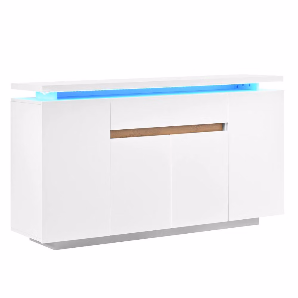 Merax White Modern Glossy LED Sideboard with 1 Drawer and 4 Doors, W/D/H: 140 x 40 x 80 cm – 3