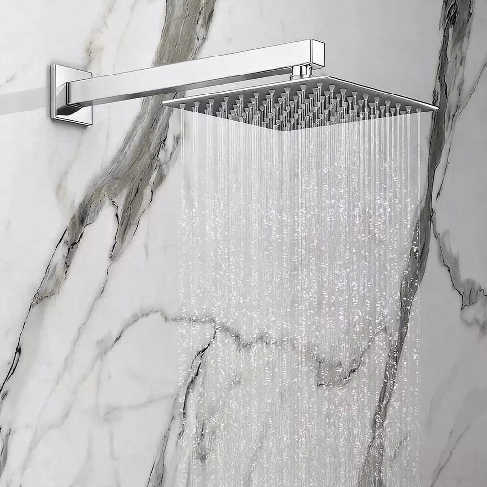 KORVIXA Concealed Chrome Thermostatic Square Shower Set in Silver – 3