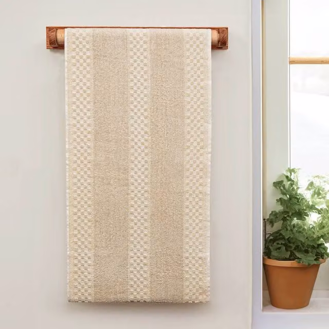 Duncan Stewart Classic Striped Kitchen Roller Towel in Beige and Sand with Hanging Loop