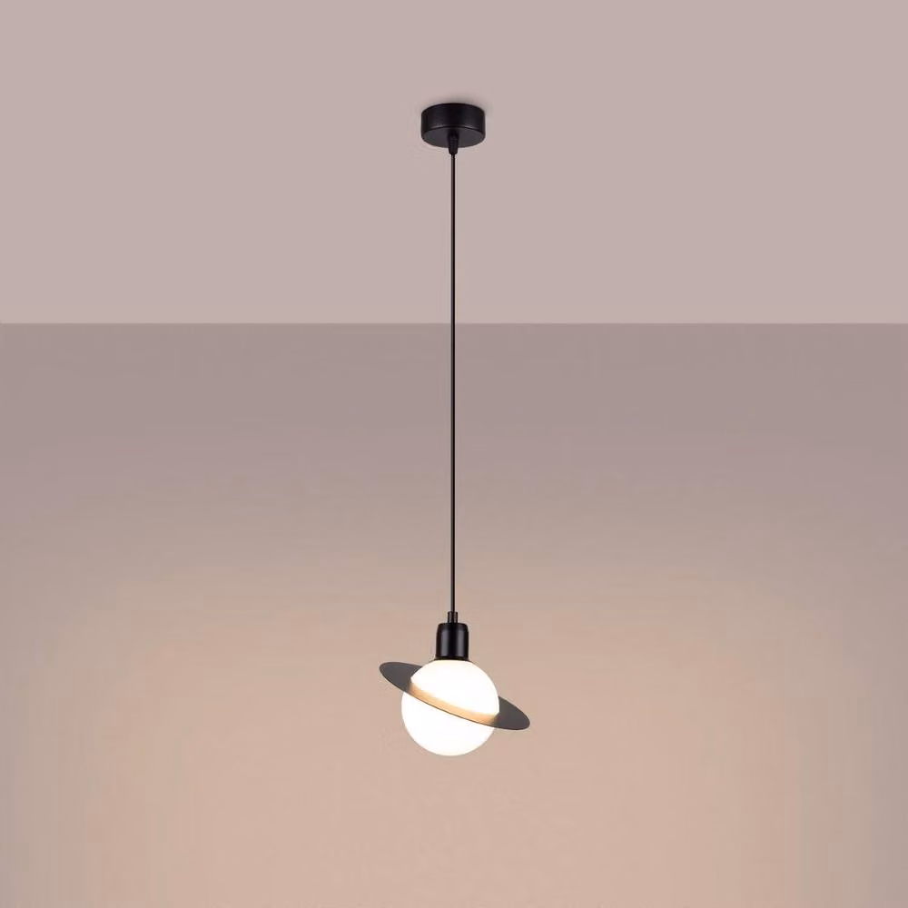 Sollux Lighting Modern Ring Pendant Lamp in Black, W/D/H: 125 x 20 x 20 cm – 2